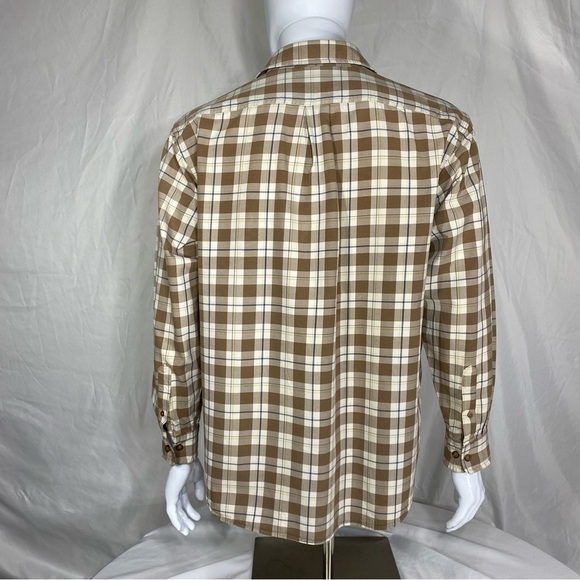 Roundtree & Yorke Outdoors Men’s Tan Plaid Long Sleeve Button Down - Picture 3 of 6